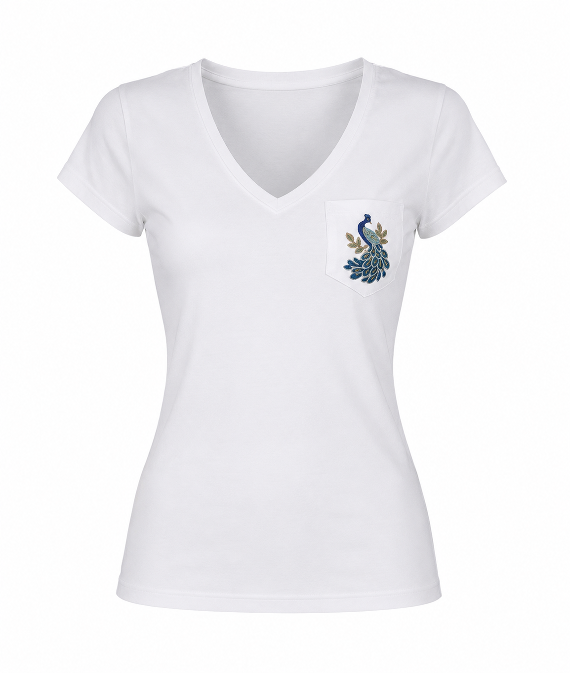 Embroidered V-Neck T-Shirt