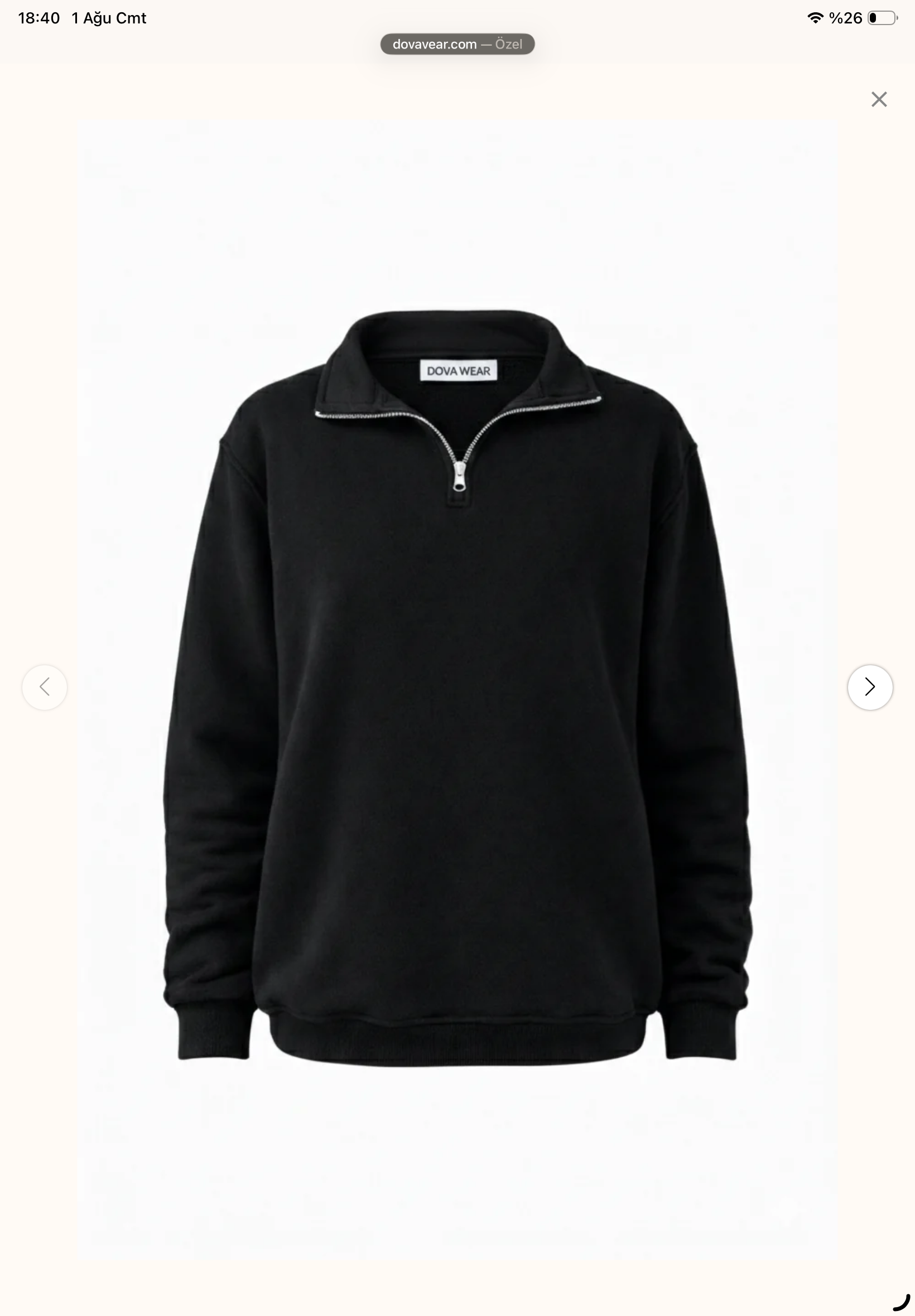 Half Zipper Sweat Black