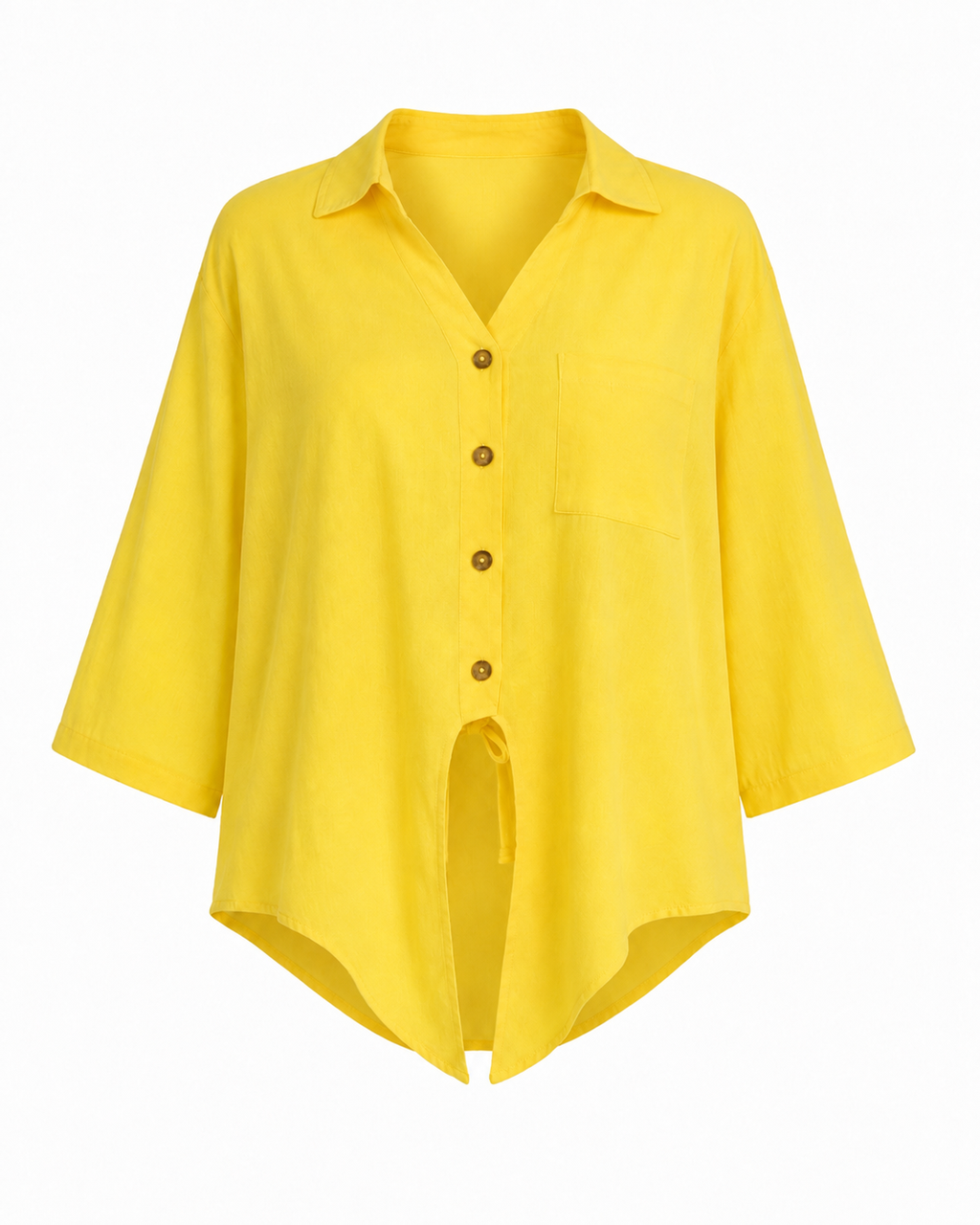 %100 Natural Linen Tie-Front Linen Shirt