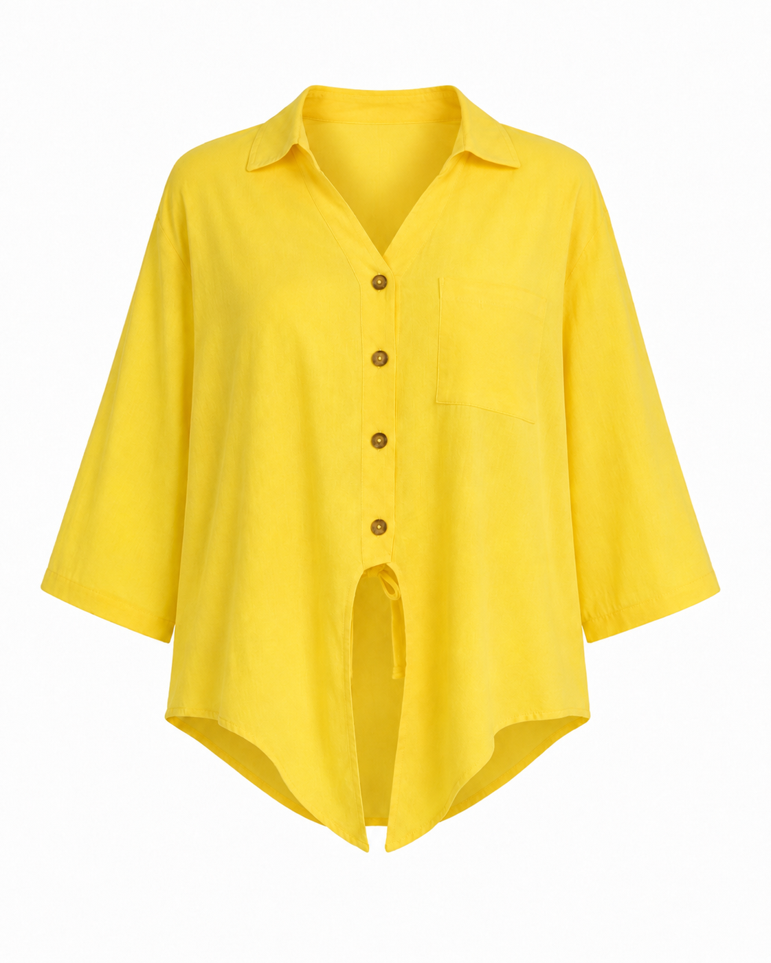 %100 Natural Linen Tie-Front Linen Shirt